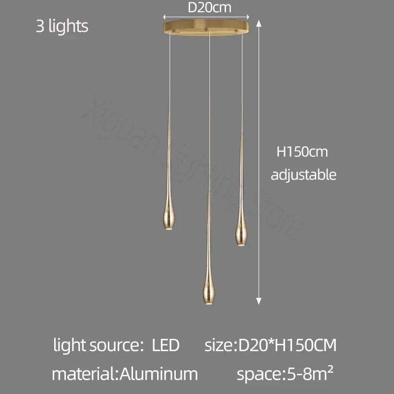 Gold Duplex LED Chandelier 12-Light Staircase