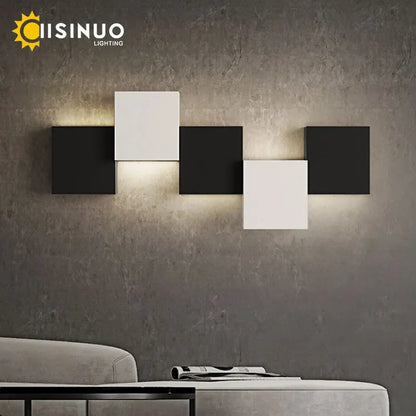 DecorBites™ Geometric LED Wall Sconce Black White Light for Living Room Bedroom Hallway