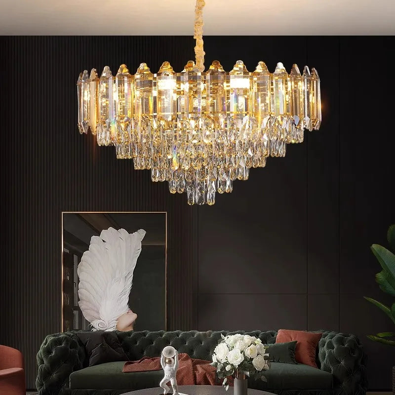 Gold Amber Crystal Chandelier Dia150cm Living Room