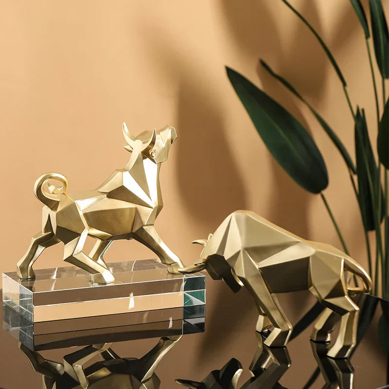 DecorBites™ Geometric Bison Sculpture Resin Home Office Modern Decor Tabletop Figurine