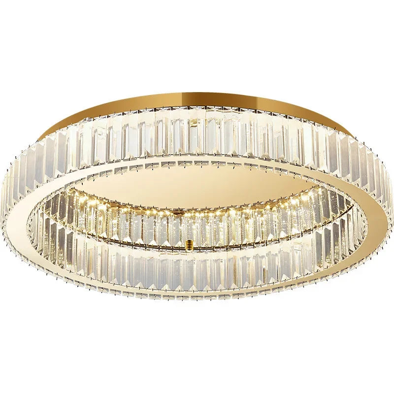DecorBites™ Crystal Circle Chandelier: Modern Nordic LED Ceiling Lamp for Living Room, Bedroom, Study