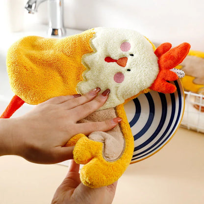 DecorBites™ Coral Velvet Cartoon Style Hand Towel