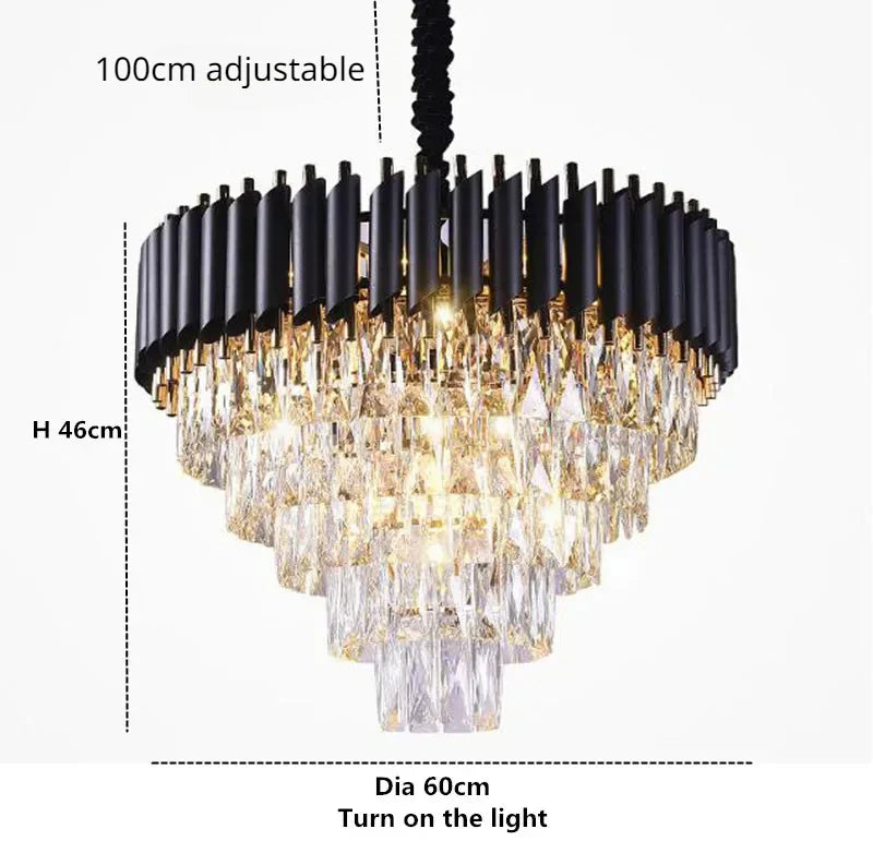 Golden Crystal LED Chandelier 72cm Hanging