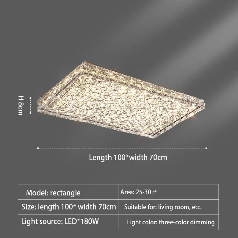 DecorBites™ Crystal LED Ceiling Light | Color Changeable Square Silver | Rectangular Chrome Stainless Steel