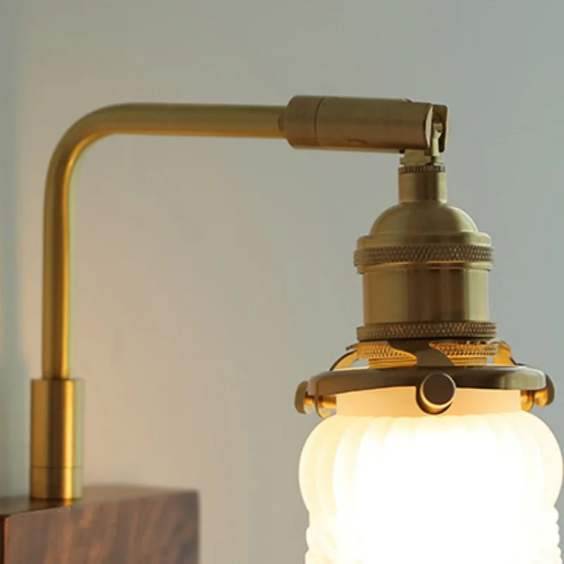 Brass Walnut Wall Sconce