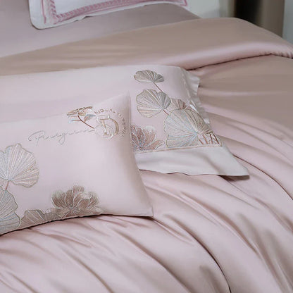DecorBites™ Cotton Flowers Embroidery Bedding Set with Soft Silky Finish