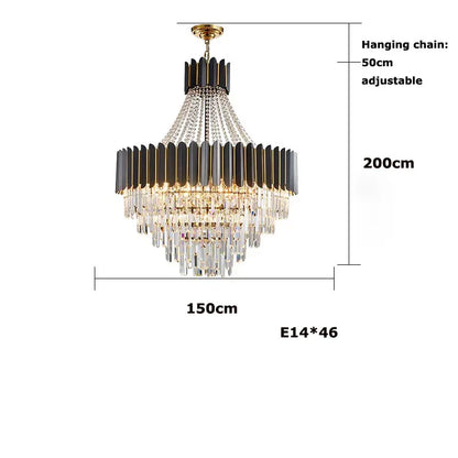 DecorBites™ Crystal LED Chandelier Black Gold Finish for Dinning Room