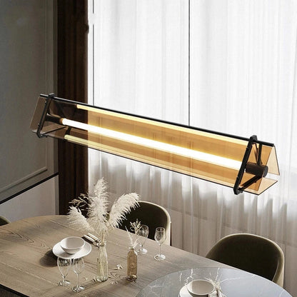 DecorBites™ Amber LED Pendant Lamp Tempered Glass Dining Table Minimalist Modern Design