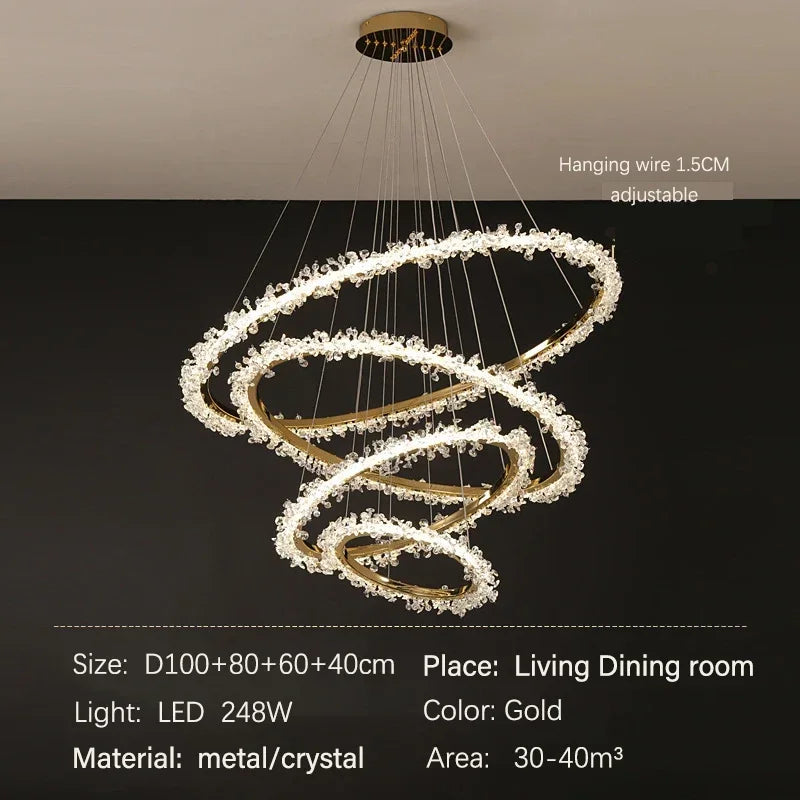 Nordic Crystal Halo Chandelier