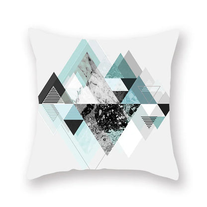 DecorBites™ Geometric Leaf Flower Pillowcase Teal Blue Sofa Car Home Decor Throw Cover
