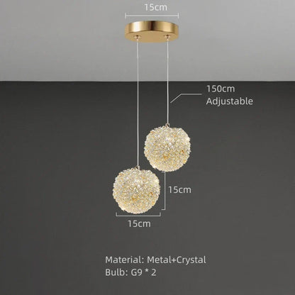 DecorBites™ Crystal Gold Ceiling Light for Bedroom Dining Room G9 Bulb