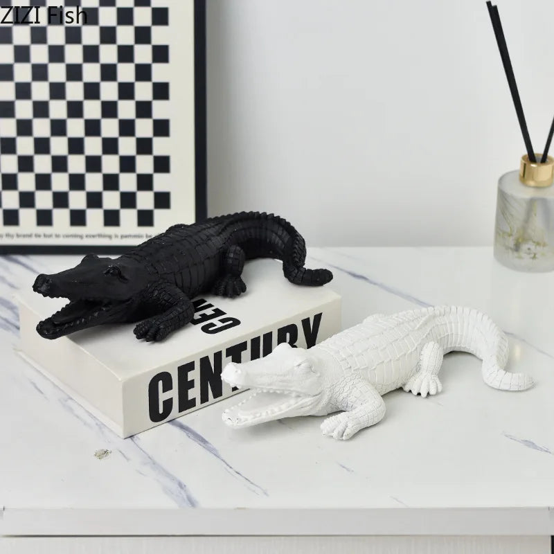 DecorBites™ Crocodile Resin Sculpture Desk Decoration: Creative Ornaments for Aesthetic Home Decor