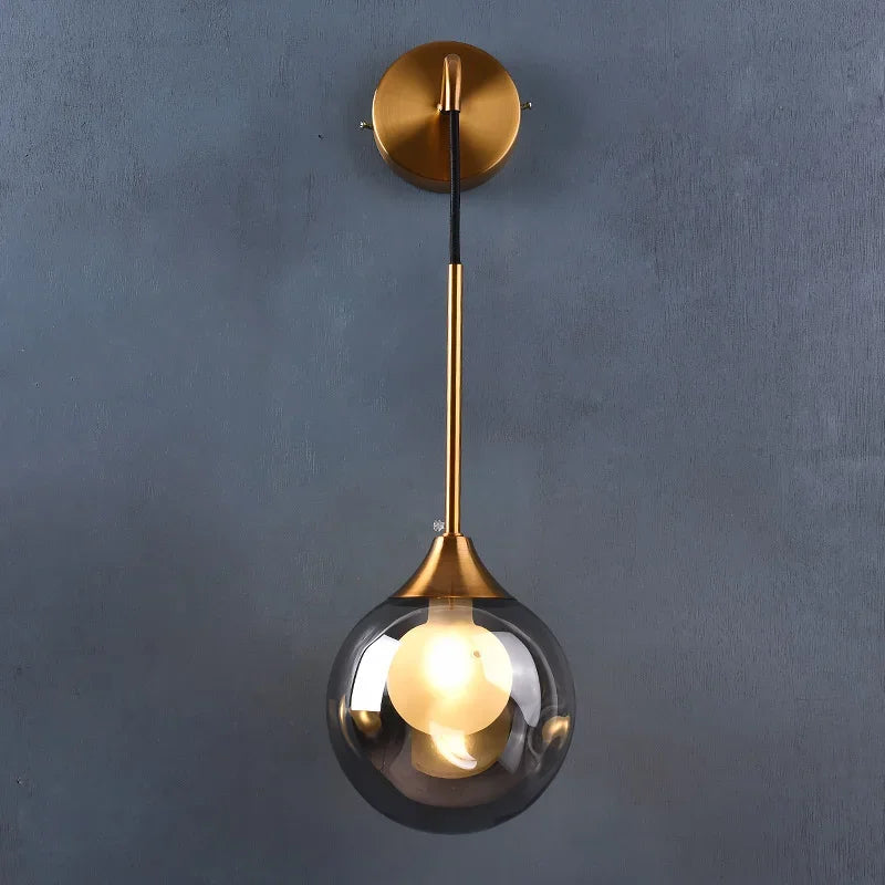 DecorBites™ Glass Ball Gold Wall Sconce - Modern Nordic Indoor Bedroom Light Fixture