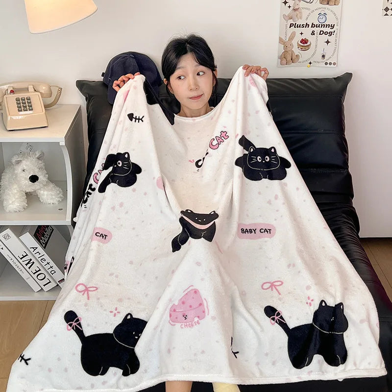 DecorBites™ Double-Sided Thin Velvet Printed Blanket for Adults - Spring Autumn Bedding & Sofa Decor