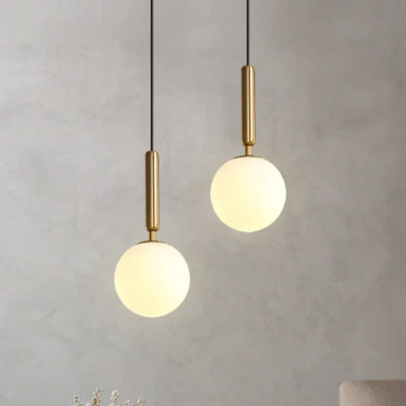 Gold Glass Ball Dining Pendant