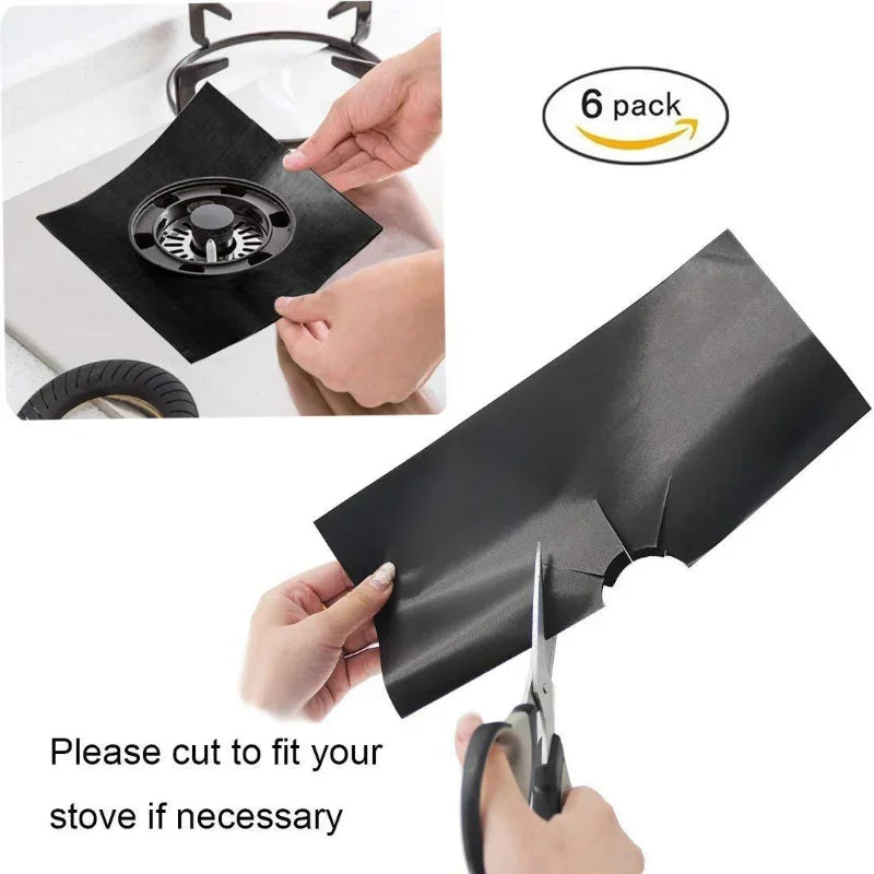 DecorBites™ Gas Stove Surface Protector 6-Pack, 27cm, Washable, Oil Resistant