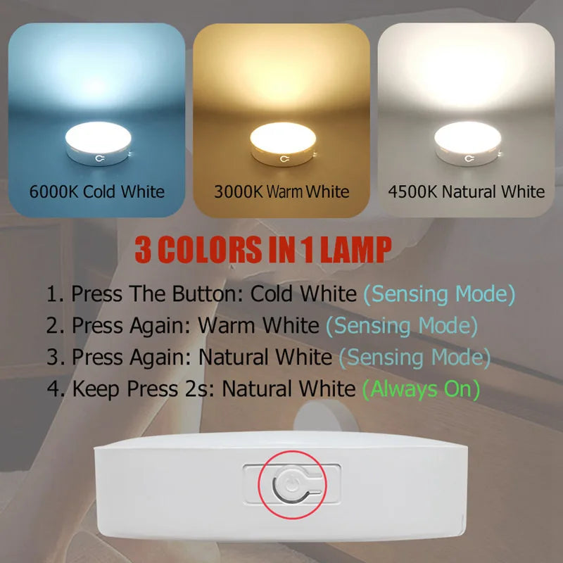 White Motion Sensor Light 3-in-1 Cabinet LED