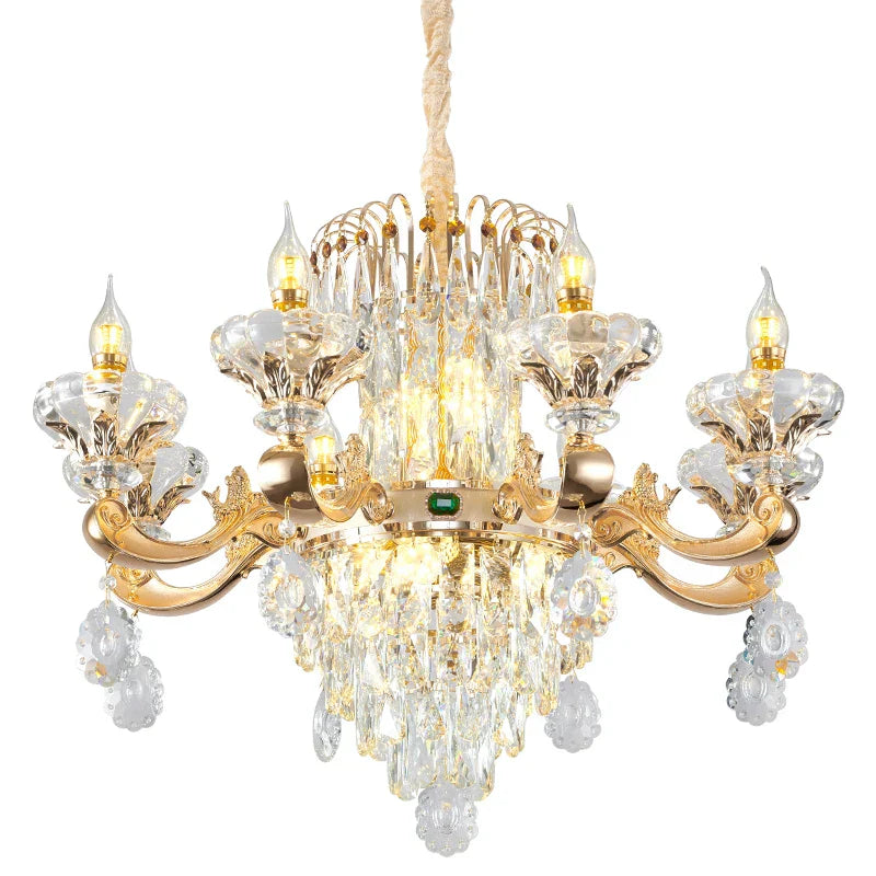 DecorBites™ Jade Crystal Chandelier: Modern European Living Room & Dining Lamp