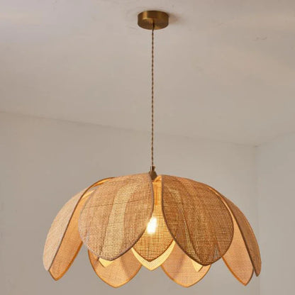 DecorBites™ Handmade Rattan Petal Pendant Light with Chinese Style Design for Living & Dining Rooms