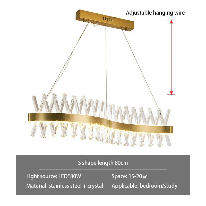 DecorBites™ Gold Metal S Shape Lustre LED Pendant Lamp for Luxe Living & Dining Spaces