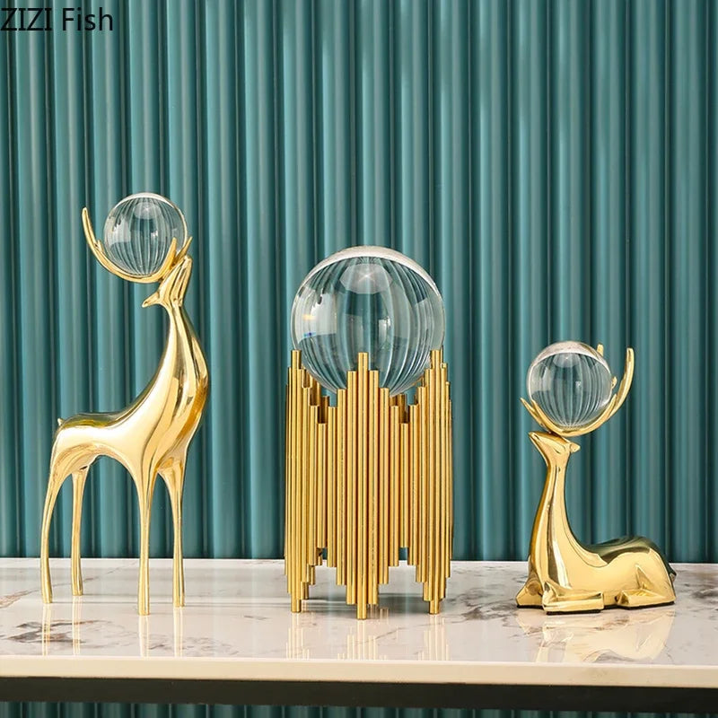 Gold Crystal Antler Sculpture