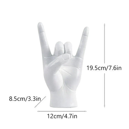 DecorBites™ Gold Rock Hand Gesture Sculpture Figurine for Chic Home Decor