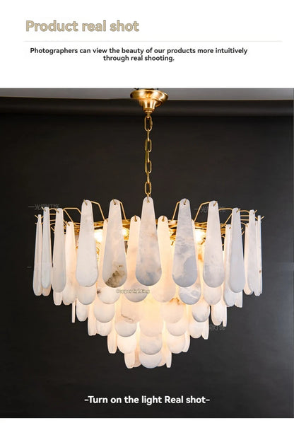 French Marble Pendant Light Modern Copper E14 LED Water Droplet Chandelier for Living Room Dining Room Bedroom Home Decor Lights
