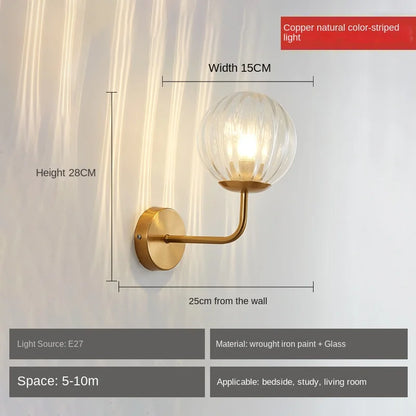 DecorBites™ Glass Ball LED Wall Lamp: Gold Nordic Minimalist Sconces Lighting Bedroom Decor Fixtures