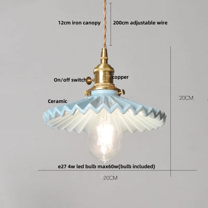 DecorBites™ Brown Wood LED Pendant Lamp Ceramic Nordic Hanging Light Fixtures