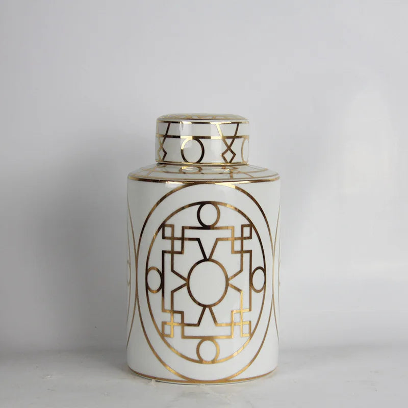 Gold Ceramic Cylinder Vase