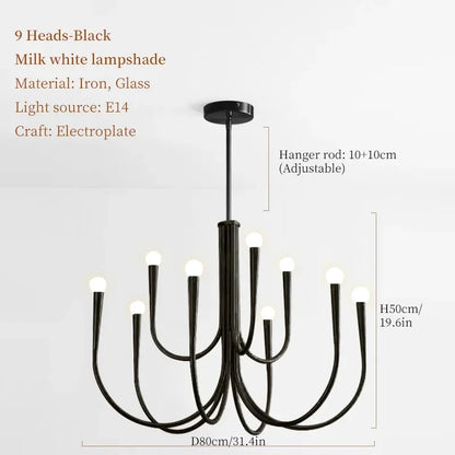 DecorBites™ French Style Black Pendant Light Luxury Led Chandelier Room Decor