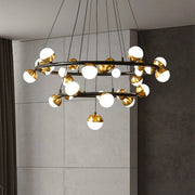 Gold Art Deco Chandelier 30-Ball Acrylic Design