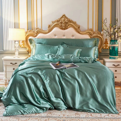 DecorBites™ King Size Silk-Blend Duvet Cover Set with Pillowcases