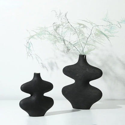 DecorBites™ Geometric Ceramic Vase Set Black White Crafts Home Decor Flower Arrangement