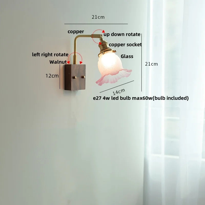 Brass Walnut Wall Sconce