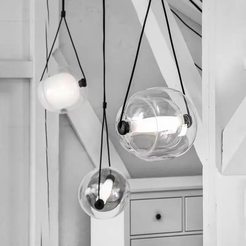 DecorBites™ Czech Glass Capsule Pendant Light for Colorful LED Restaurant Bar Chandelier