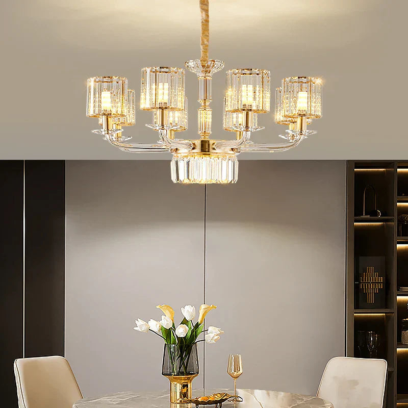 DecorBites™ Crystal Glass Pendant Lamp: Modern European Luxury for Living, Dining, Bedroom