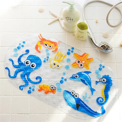 DecorBites™ Kids PVC Bathroom Mat with Suction Cups and Drainage in 12 Colors