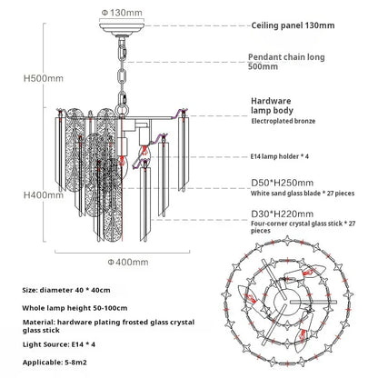 DecorBites™ Crystal Bedroom Pendant Lamp: Designer Luxury Glass Lighting for Living Room