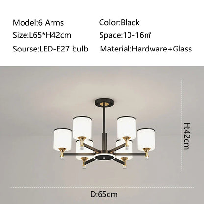 DecorBites™ Glass Chandelier: Nordic Modern LED Hanging Light for Living Room and Bedroom