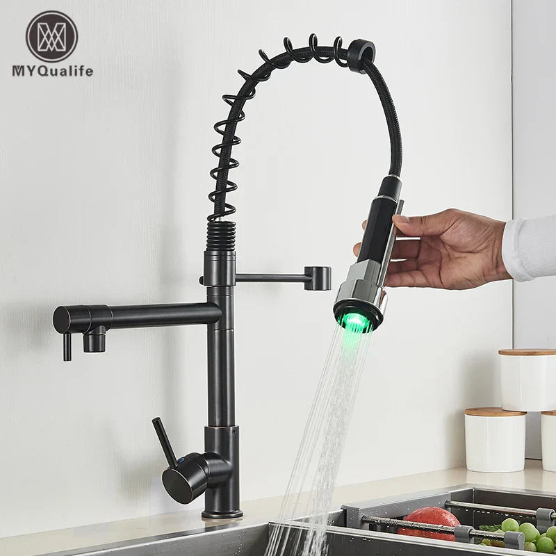Brushed Nickel Kitchen Faucet Pull-Down Swivel
