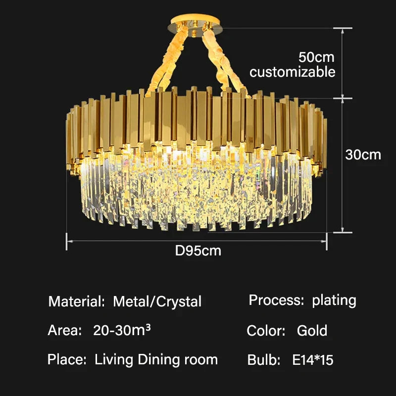 DecorBites™ Crystal Oval Ceiling Chandelier LED Lights Bedroom Living Room Lighting