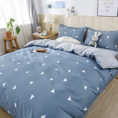 DecorBites™ Geometric Floral Bedding Set with Quilt Cover, Duvet Cover, Sheet, and Pillows