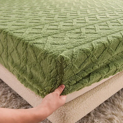 DecorBites™ Cozy Tafu Fleece Queen Bed Sheet with Elastic Band