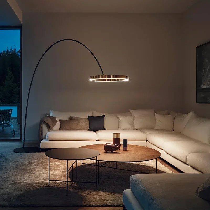 DecorBites™ Circular Luminescence LED Floor Lamp for Elegant Living Spaces