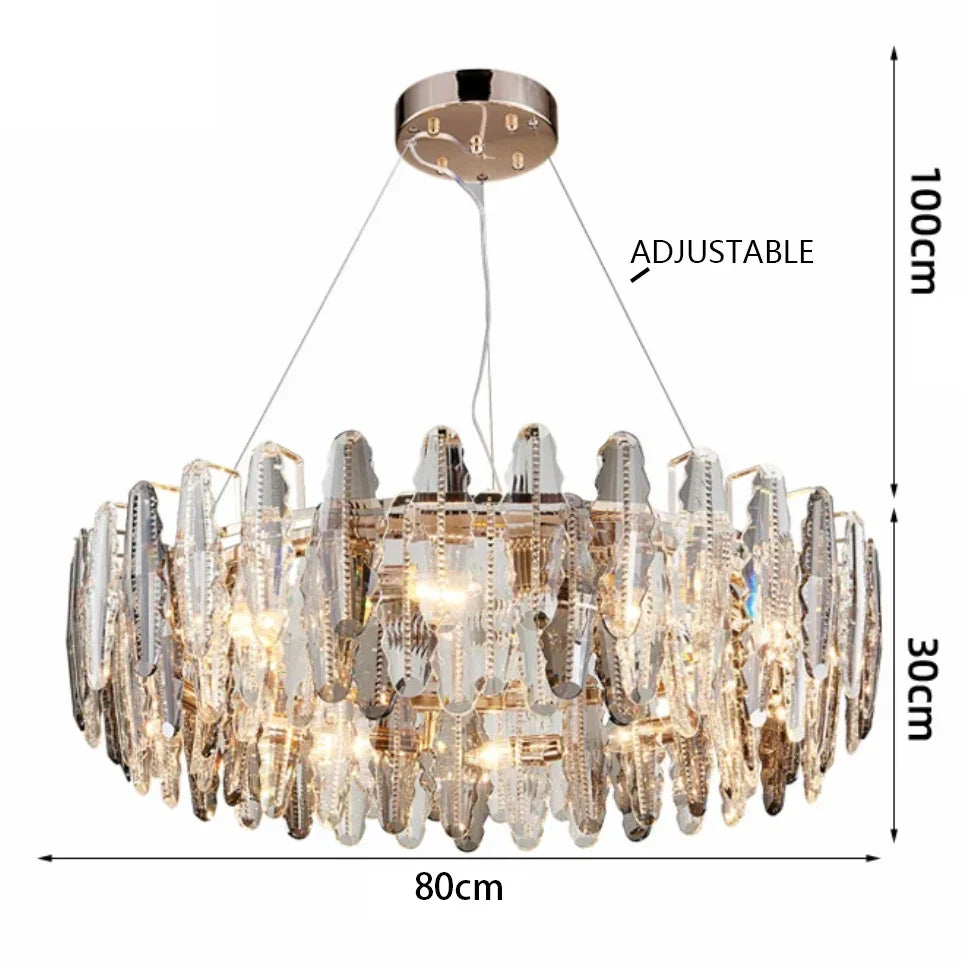 Crystal Leaf Chandelier 150cm Duplex Design