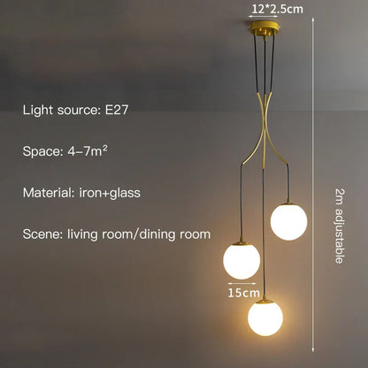 DecorBites™ Glass Ball LED Chandelier, Modern Minimalist Loft Villa Staircase Decor