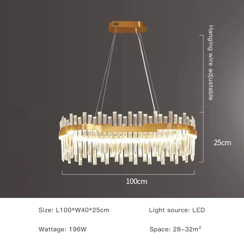 Gold Crystal Circular 80cm Chandelier
