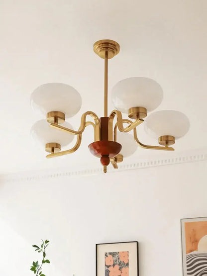 DecorBites™ Cream Glass Pendant Chandelier for Home Decor