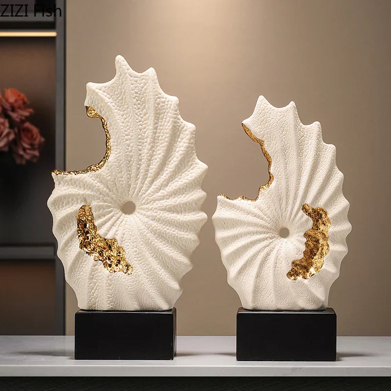 DecorBites™ Gilded Ceramic Landscape Feng Shui Desk Ornament: Abstract Room Decor & Aesthetics